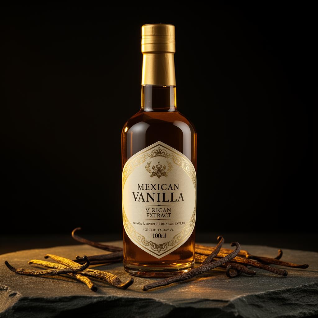 Botella de extracto natural de vainilla mexicana